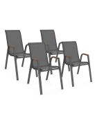 4 Chaises de jardin Ozéa en textilène et rotin gris anthracite/rotin
