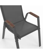 4 Chaises de jardin Ozéa en textilène et rotin gris anthracite/rotin