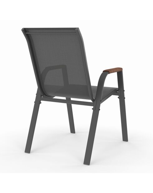 4 Chaises de jardin Ozéa en textilène et rotin gris anthracite/rotin