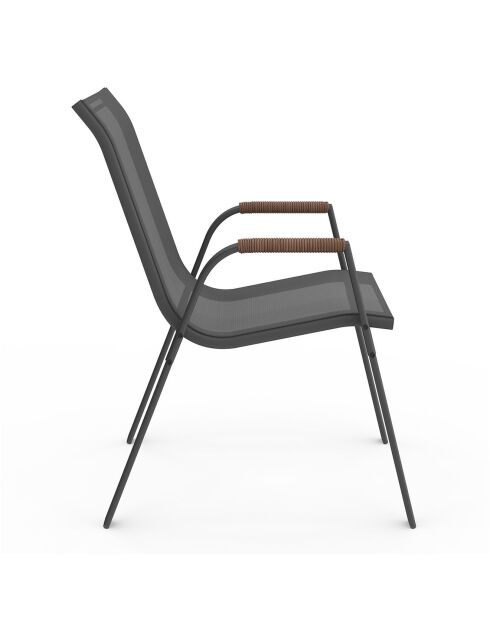 4 sedie da giardino Ozéa in textilene e rattan/rattan grigio antracite