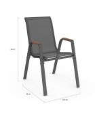 4 Chaises de jardin Ozéa en textilène et rotin gris anthracite/rotin