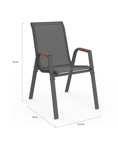 4 Chaises de jardin Ozéa en textilène et rotin gris anthracite/rotin