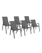 6 Chaises de jardin Ozéa en textilène et rotin gris anthracite/rotin