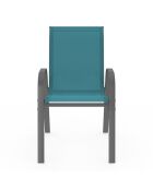 6 Chaises de jardin empilables en textilène structure gris anthracite/textilène bleu canard
