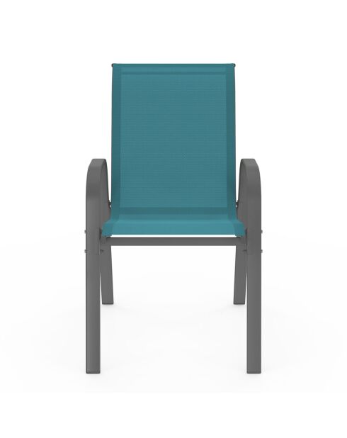 6 Chaises de jardin empilables en textilène structure gris anthracite/textilène bleu canard