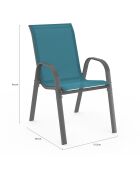 6 Chaises de jardin empilables en textilène structure gris anthracite/textilène bleu canard