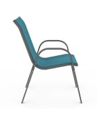 6 Chaises de jardin empilables en textilène structure gris anthracite/textilène bleu canard