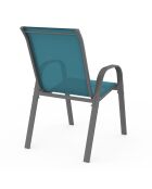 6 Chaises de jardin empilables en textilène structure gris anthracite/textilène bleu canard