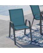 6 Chaises de jardin empilables en textilène structure gris anthracite/textilène bleu canard
