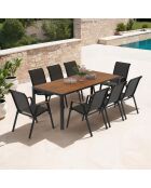 Ensemble repas Timbia 8 places noir/bois