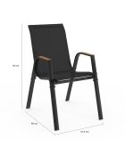 Ensemble repas Timbia 8 places noir/bois