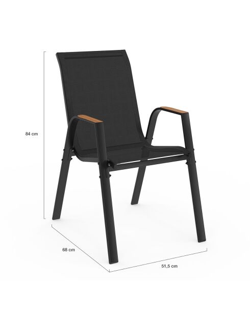 Ensemble repas Timbia 8 places noir/bois
