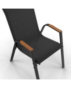 Ensemble repas Timbia 8 places noir/bois