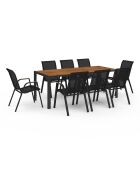 Ensemble repas Timbia 8 places noir/bois