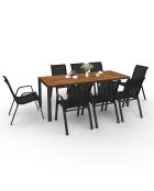 Ensemble repas Timbia 8 places noir/bois