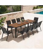 Ensemble repas Timbia 10 places noir/bois