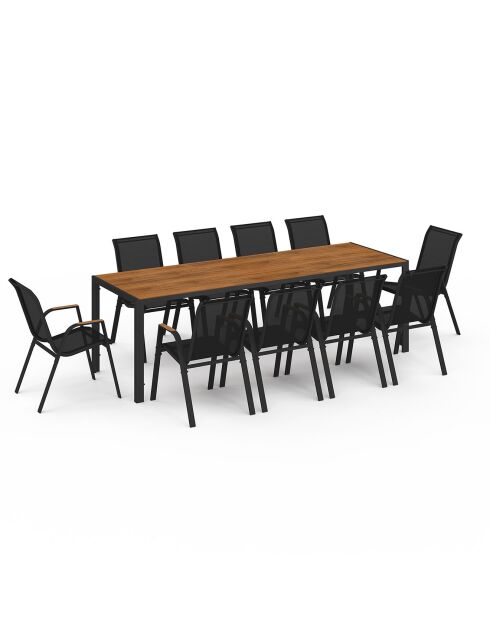 Ensemble repas Timbia 10 places noir/bois