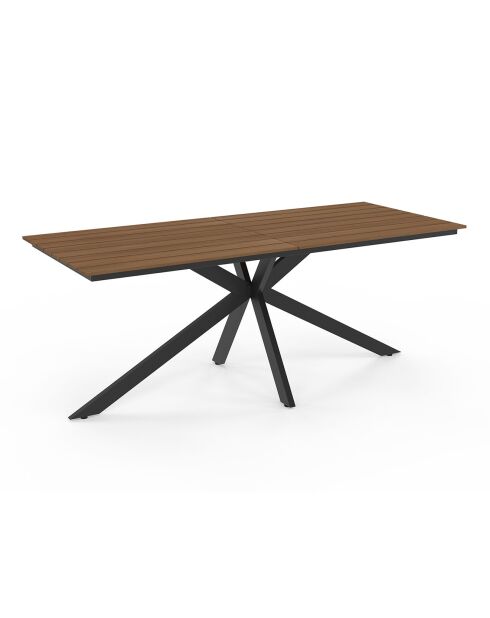 Table de jardin Milazzo en polywood et pieds croisés 190cm bois/noir