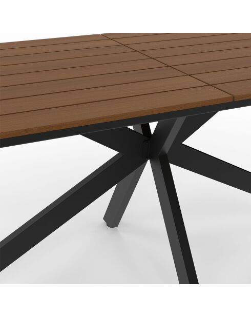 Table de jardin Milazzo en polywood et pieds croisés 190cm bois/noir