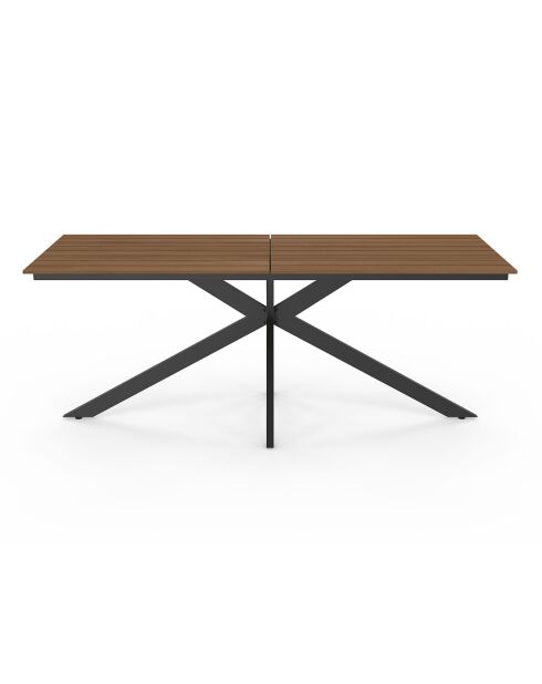 Table de jardin Milazzo en polywood et pieds croisés 190cm bois/noir