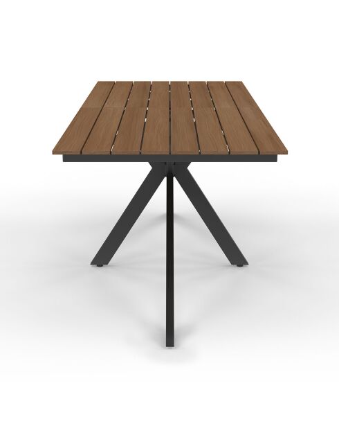 Table de jardin Milazzo en polywood et pieds croisés 190cm bois/noir