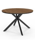 Table de jardin Milazzo ronde en polywood et pieds croisés 120 cm bois/noir