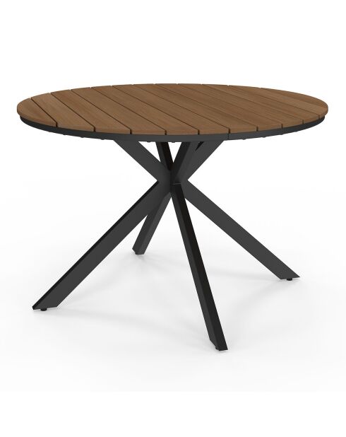 Table de jardin Milazzo ronde en polywood et pieds croisés 120 cm bois/noir