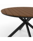 Table de jardin Milazzo ronde en polywood et pieds croisés 120 cm bois/noir