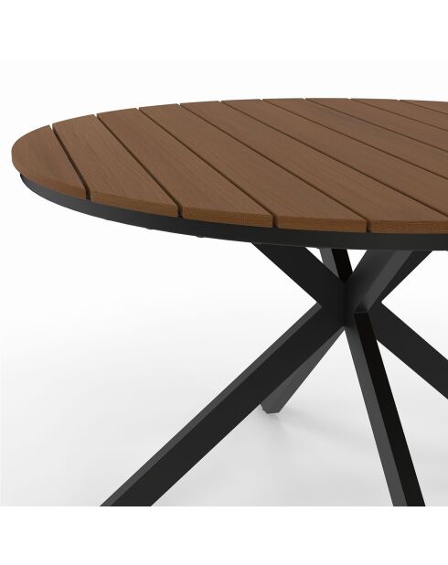 Table de jardin Milazzo ronde en polywood et pieds croisés 120 cm bois/noir