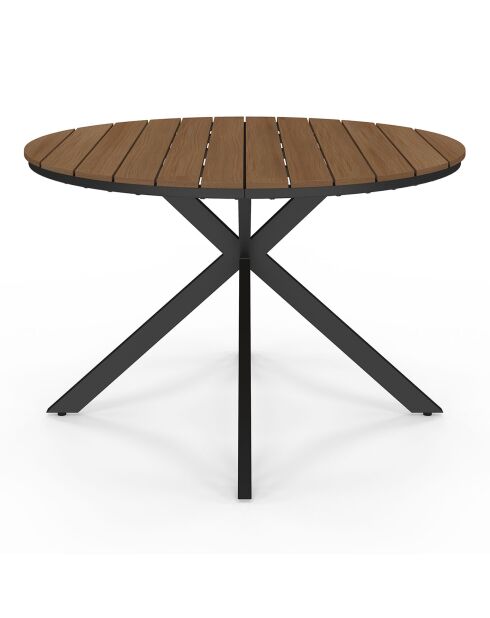 Table de jardin Milazzo ronde en polywood et pieds croisés 120 cm bois/noir