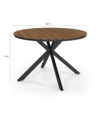 Table de jardin Milazzo ronde en polywood et pieds croisés 120 cm bois/noir