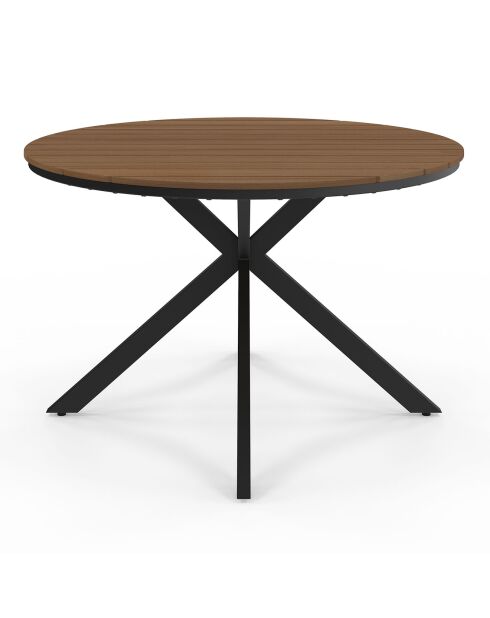 Table de jardin Milazzo ronde en polywood et pieds croisés 120 cm bois/noir