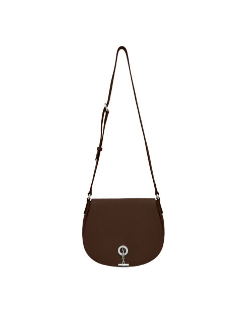 Sac bandoulière en Cuir Paris marron - 26x21x11 cm