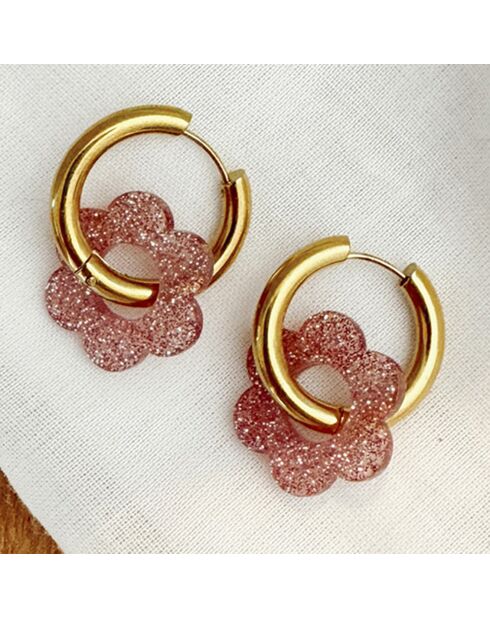 Boucles d'oreilles Velluto rose clair pailleté