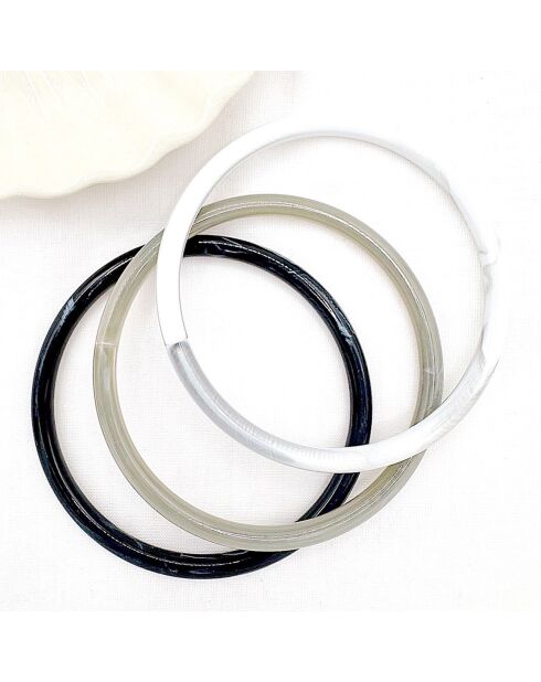3 Bracelets Season noir/gris/blanc
