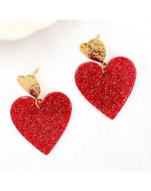 Boucles d'oreilles Sky rouge pailleté