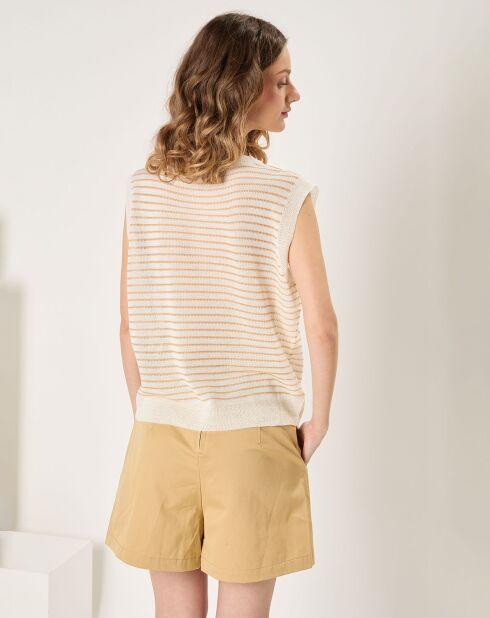 Pull sans manches Mathilde écru