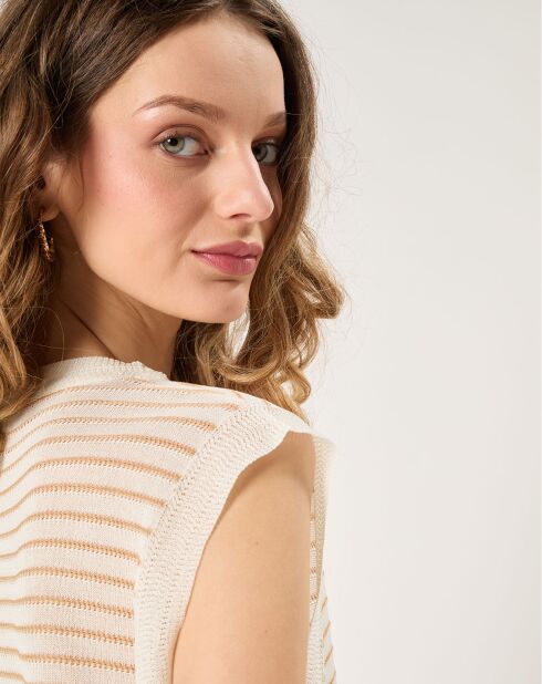 Mathilde ecru mouwloze trui