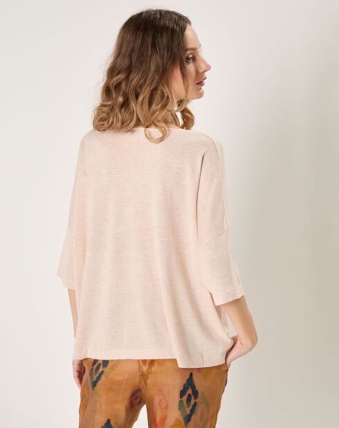 Maglione in cotone e cashmere rosa scuro