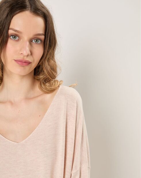 Maglione in cotone e cashmere rosa scuro