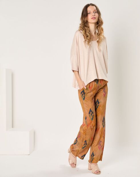 Maglione in cotone e cashmere rosa scuro