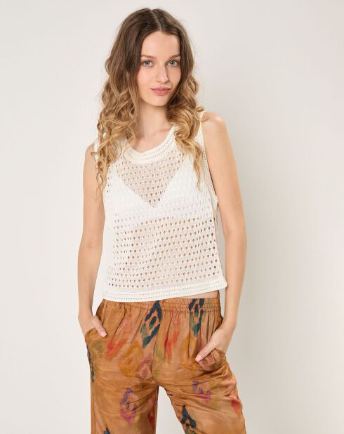 Mouwloze trui Julie ecru