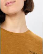 T-Shirt Col rond inscription poitrine moutarde