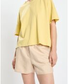 T-Shirt en Coton bio oversize Col rond jaune
