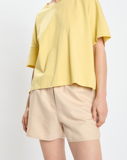 T-Shirt en Coton bio oversize Col rond jaune