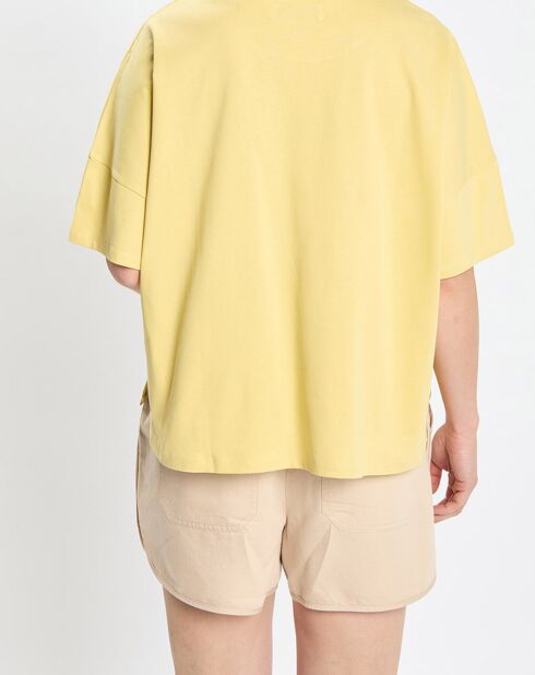 T-Shirt en Coton bio oversize Col rond jaune