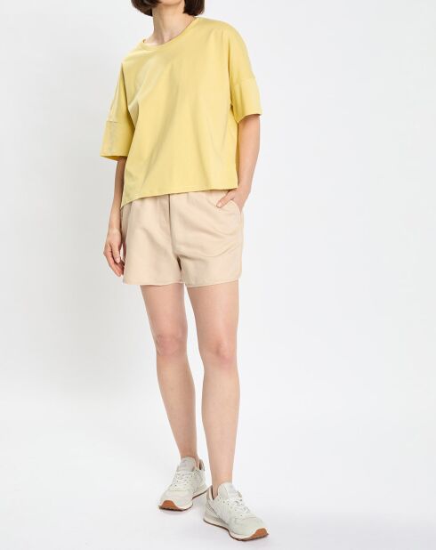 T-Shirt en Coton bio oversize Col rond jaune