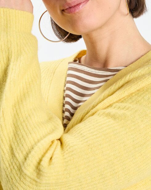 Gilet en Alpaga & Laine mélangés 3 Boutons jaune