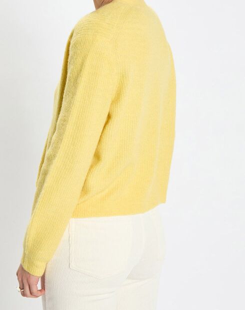 Gilet en Alpaga & Laine mélangés 3 Boutons jaune