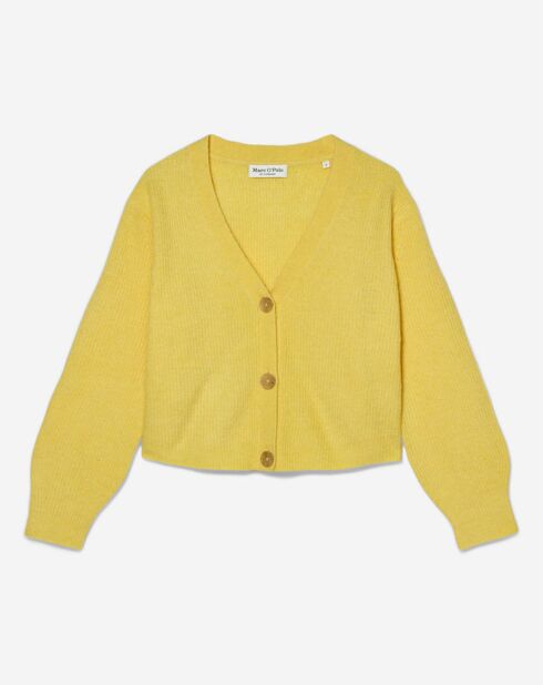 Gilet en Alpaga & Laine mélangés 3 Boutons jaune